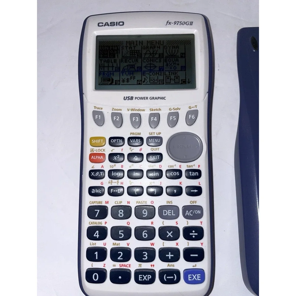Casio FX-9750GII Graphing Calculator Tested And Works USB Port Blue with Cover